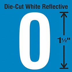 Stranco Die-Cut Reflective Number Label, 0,PK5 DWR-1.5-0-5
