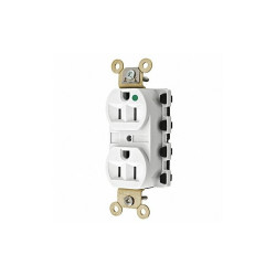 Hubbell Receptacle,White,15 A,2P3W,Back,1PK SNAP8200WA