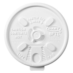 Dart Disp Hot Cup Lid,8oz-10 oz,White,PK1000 8FTL