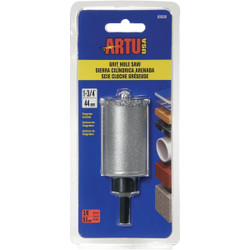 ARTU 1-3/4 In. Tungsten Carbide Grit Hole Saw with Arbor and Pilot Bit 02830