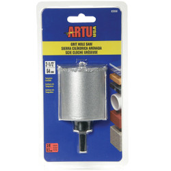 ARTU 2-1/2 In. Tungsten Carbide Grit Hole Saw with Arbor and Pilot Bit 02850