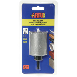 ARTU 2-1/8 In. Tungsten Carbide Grit Hole Saw with Arbor and Pilot Bit 02840