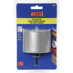 ARTU 3-1/4 In. Tungsten Carbide Grit Hole Saw with Arbor and Pilot Bit 02860