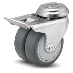 Medcaster Bolt-Hole Caster,3"dia,Swivel,Rubber DW03TPP100TLHK01