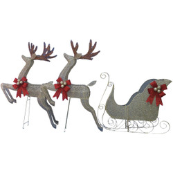 J Hofert 43 In. Deer & 27 In. Sleigh LED Holiday Figure 4383