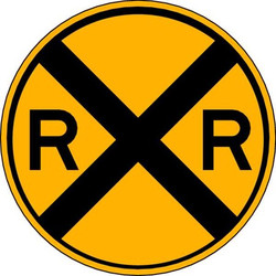 Lyle RXR Traffic Sign,30x30,12" Dia. W10-1-30HA