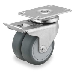 Colson Plate Caster,Swivel,Rubber,4 1/16"H DW03TPP100TLTP01