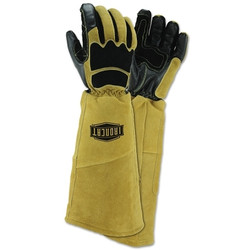 Stick Welding Gloves, Medium, Tan/Black, Gauntlet, Heat Shield Inserts