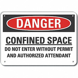Lyle Confined Space Danger Sign,10x14in,Alum LCU4-0689-NA_14X10