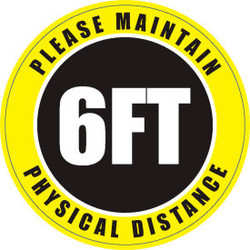 Please Maintain Physical Distance Sign 12'' Round Vinyl Adhesive