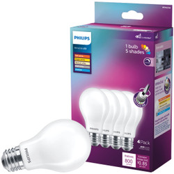 Philips WhiteDial 60W Equivalent Multi CCT A19 Medium LED Light Bulb (4-Pack)
