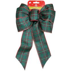 Holiday Trims 7lp 14" Rdgrnbge Pld Bow 6156 Pack of 12