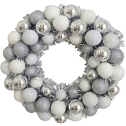 Youngcraft 16 In. Silver & White Shatterproof Ornament Wreath W16-800 Pack of 6