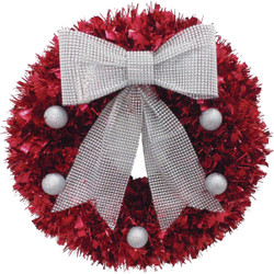 Youngcraft 18 In. Red Tinsel Wreath W18-BB22 Pack of 4