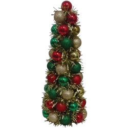 Youngcraft 17 In. Red, Green, & Gold Shatterproof Cone Specialty Tree CTB-230