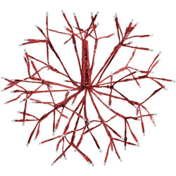 Alpine 16 In. LED 96-Bulb Red Hanging Twig Snowflake Ornament Light Decoration