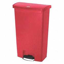Rubbermaid Commercial Trash Can,Rectangular,18 gal.,Red 1883568