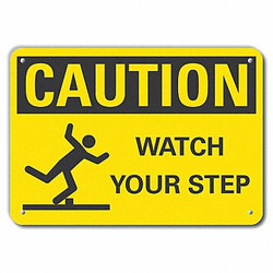 Lyle Rflctv Steps Caution Sign,10inx14in,Alum LCU3-0145-RA_14x10