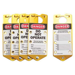 Brady Labeled Lockout Hasp,Gold,6 Padlock,PK5 65974