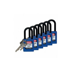 Brady Lockout Padlock,KD,Blue,1-3/4"H,PK6 123352