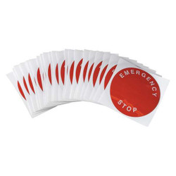 Brady LegndPlatLabel,EmergencyStp,Wht/Red,PK25 THTEP-196-593RD