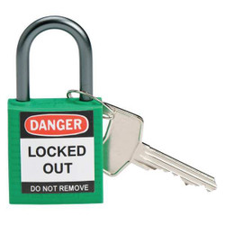 Brady Lockout Padlock,KA,Green,1-2/5"H,PK6 118956
