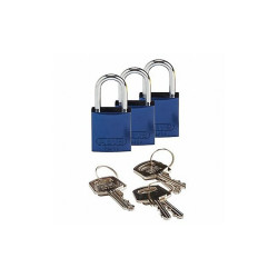 Brady Lockout Padlock,KA,Blue,1-7/16"H,PK3 133280