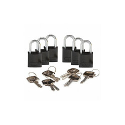 Brady Lockout Padlock,KA,Black,1-7/16"H,PK6 133293
