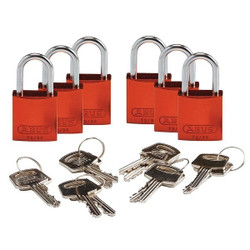 Brady Lockout Padlock,KD,Orange,1-7/16"H,PK6 133265