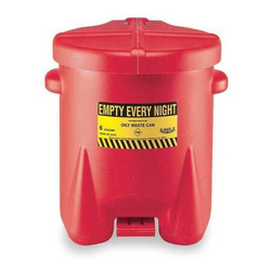 Eagle Mfg Oily Waste Can,14 Gal.,Poly,Red 937FL