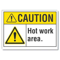 Lyle Hot Work Area Caution Rflctv Lbl,3.5x5in LCU3-0039-RD_5x3.5
