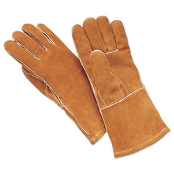 Premium Select Split Cowhide Welders Gloves, Large, FR Hand Sock Lining, Brown