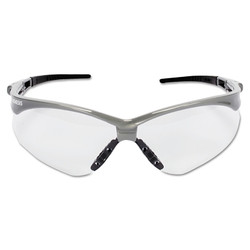 V30 Nemesis Safety Glasses, Clear, Polycarbonate Lens, Anti-Fog, Silver Frame/Black Temples, Nylon