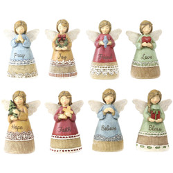 Alpine 4 In. Polystone Christmas Angel Statue DUZ108ABB Pack of 8