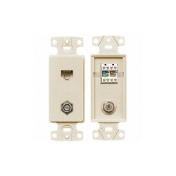 Hubbell Wiring Device-Kellems Wall Plate and Jack,Cat 5e/F-Type,Lt Al NS785LA