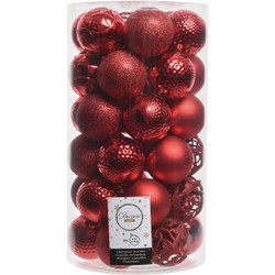 Decoris 2.4 In. Shatterproof Christmas Red Bauble Christmas Ornament (37-Pack)
