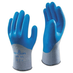 305 Latex Coated Gloves, Large, Blue/Gray