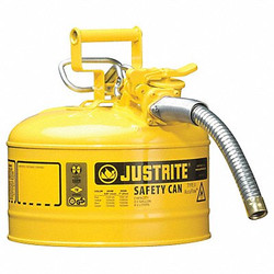 Justrite Type II Safety Can,12 In. H,Yellow 7225230