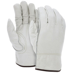 MCR Safety® Industry Grade Leather Drivers, Large, Natural, 12/Pair