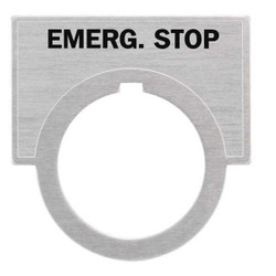 Siemens Legend Plate,Emerg Stop,Brushed Aluminum 52NL16