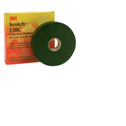 Linerless Rubber Splicing Tape 130C, 30 ft x 3/4 in, Black