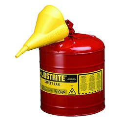 Type I Steel Safety Can, Flammables, 5 Gal, Red, with Funnel