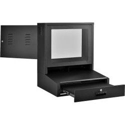 Global Industrial Countertop LCD Computer Cabinet Black