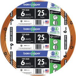 Southwire 25 Ft. 6AWG Solid Bare Ground Electrical Wire 10638525