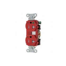 Hubbell Receptacle,Red,20 A,2P3W,Back; Side,1PK  8300REDLTRA