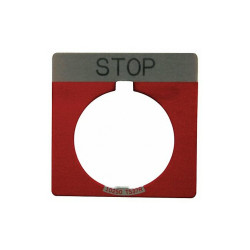Eaton Legend Plate,Square,Stop,Red 10250TS34