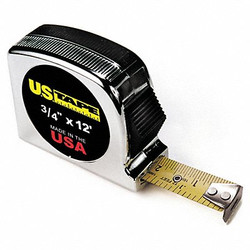 Us Tape Tape Measure,3/4 In x 12 ft,Chrome 56908