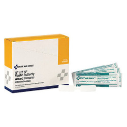 First Aid Only Butterfly,2.75"x1/2",Plastic,PK100 1-120L