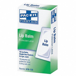 First Aid Only Lip Balm,0.018 oz,Packet,10ct,PK10 18-135