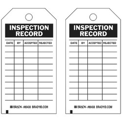 Brady Inspection Rcd Tag,5-3/4 x 3 In,Brs,PK10 86438